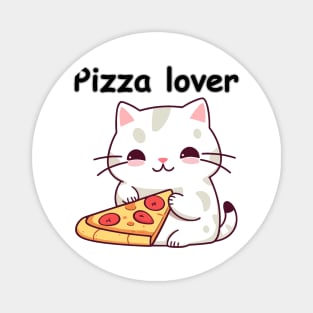 Cat eating pizza, pizza lover Magnet